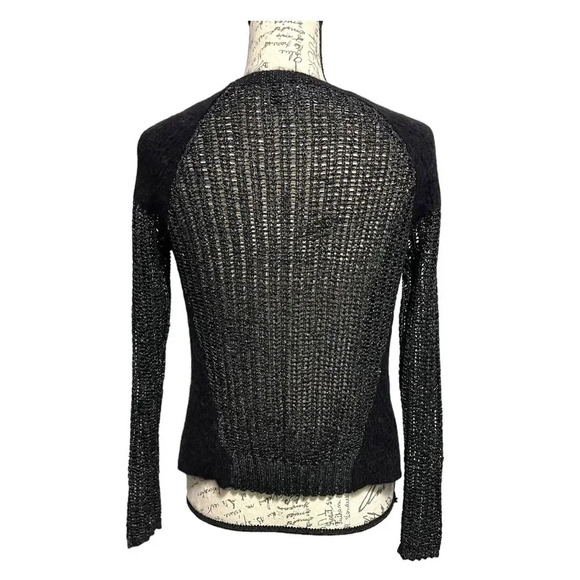 Eileen Fisher The Fisher Project Mohair Alpaca Blend Open Knit Sweater Gothic - Picture 3 of 8